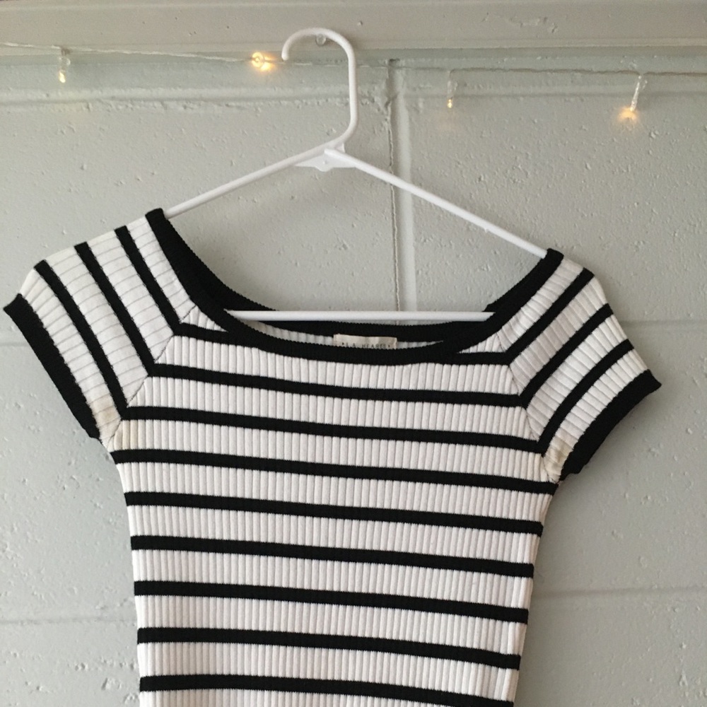 brandy mellville striped off the shoulder top